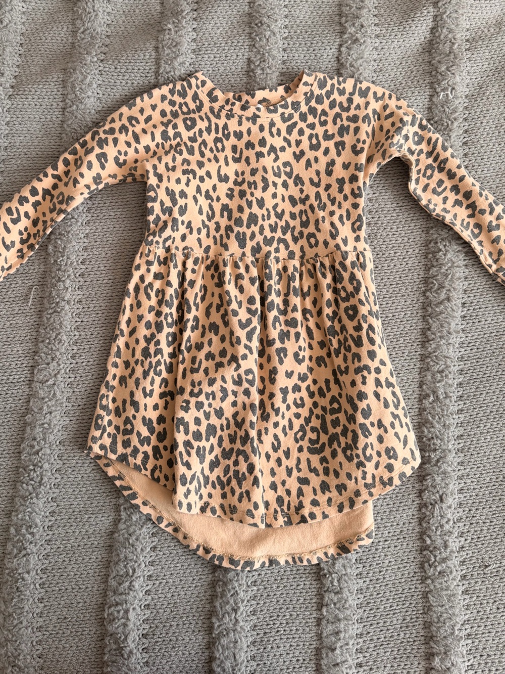 Huxbaby Leopard Print Long Sleeve Dress in Tan and Black
